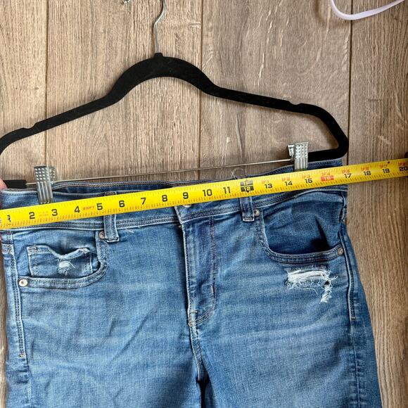 American Eagle Next Level Stretch Denim Shorts Womens Size 12 Distressed Raw Hem - Picture 7 of 8